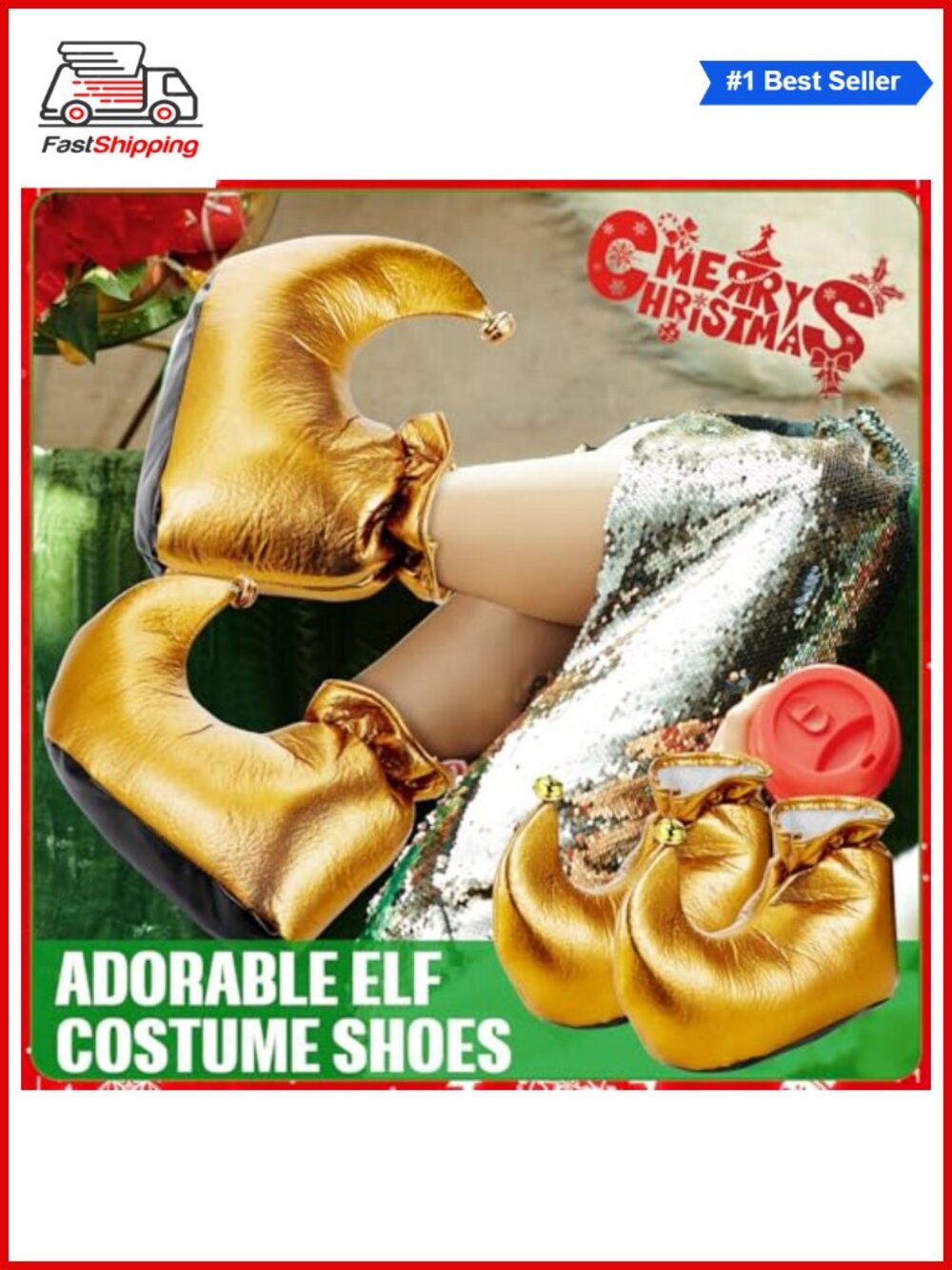 🎅 Adult Elf Costume Shoes Jester Christmas Cosplay Footwear Unisex - Picture 2 of 6